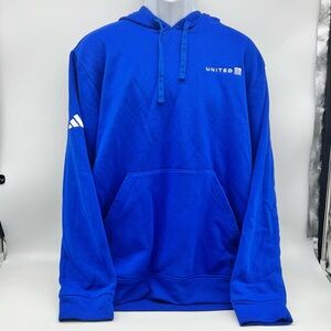Adidas Unisex Blue Sweatshirt with Hood and Kangaroo Pocket-Size L